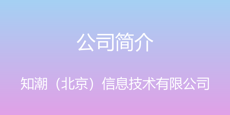 公司简介 - 知潮（北京）信息技术有限公司