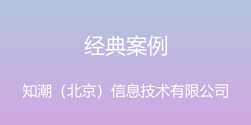 经典案例 - 知潮（北京）信息技术有限公司