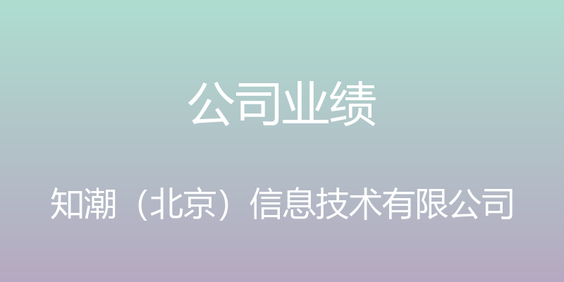 公司业绩 - 知潮（北京）信息技术有限公司